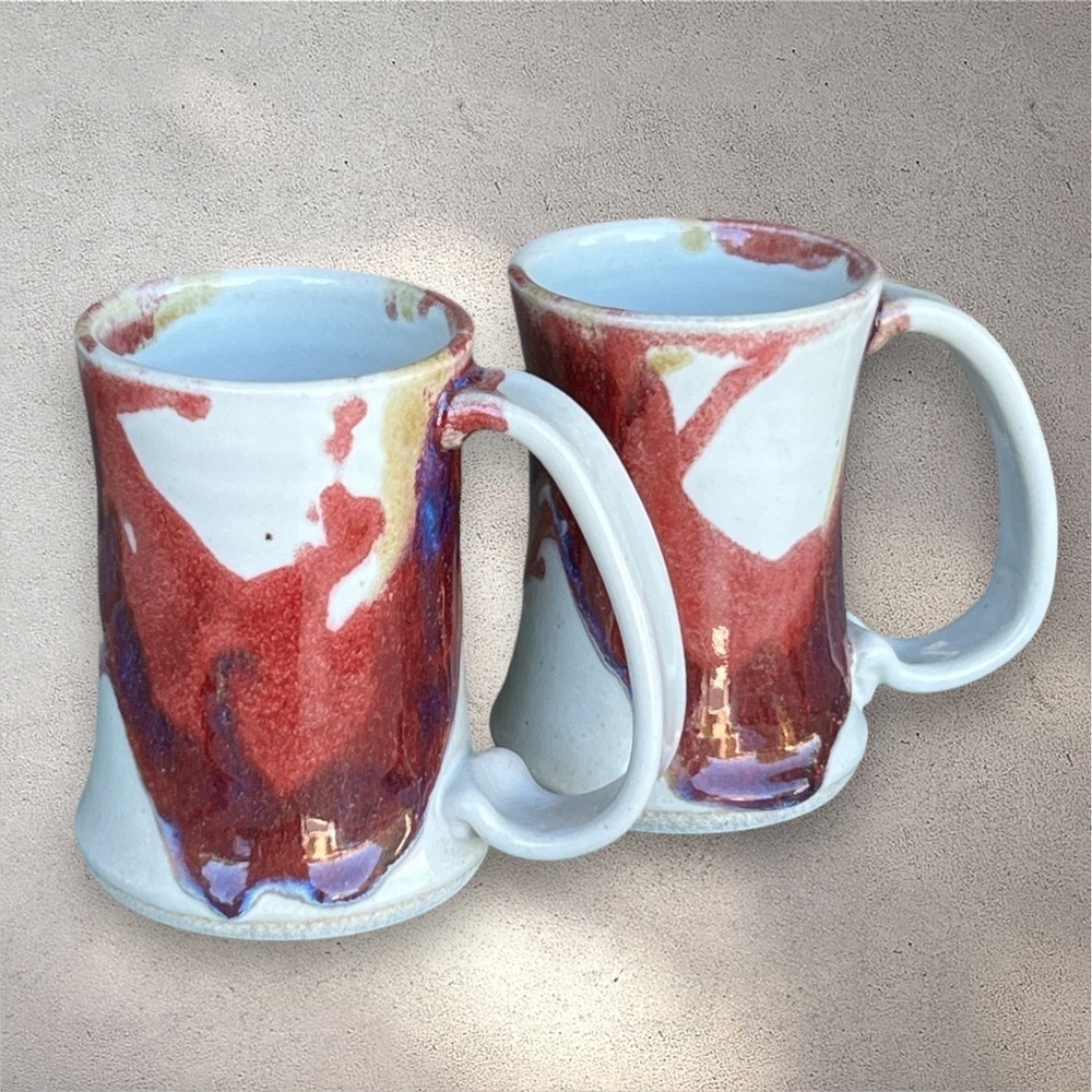 STUNNING Set of Pottery Ceramic Mugs Pacific Northwest, Signed